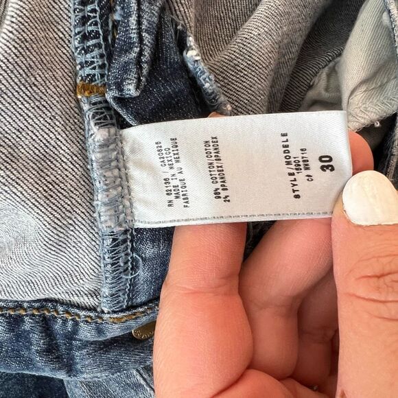 Guess Blue Whiskered Faded Cotton Blended Foxy Flare Jeans Size 30 - Picture 7 of 9